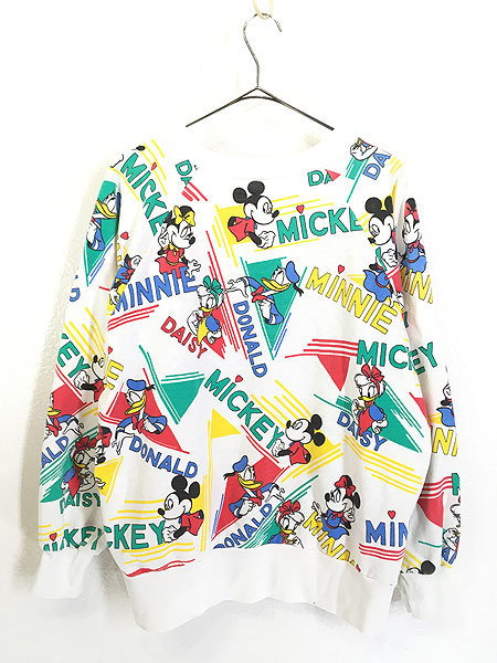  женский б/у одежда 80s Disney Mickey &f линзы красочный общий рисунок тренировочный футболка L ранг б/у одежда 