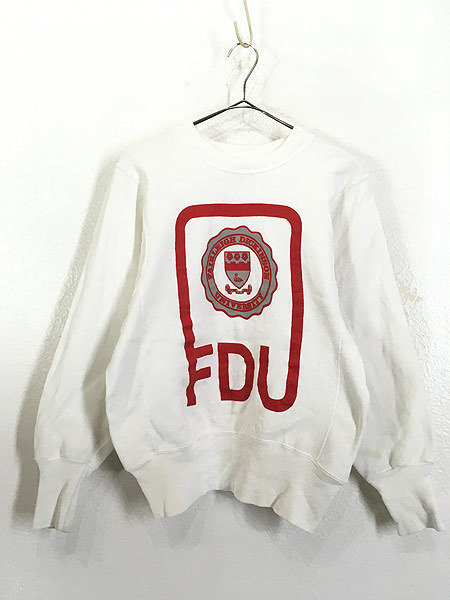 古着 80s USA製 「FDU」 カレッジ リバース タイプ スウェット トレーナー M 古着