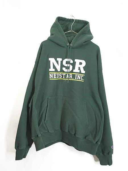 古着 00s Champion Reverse Weave 「NSR」 2段 プリント リバース スウェット パーカー XL 古着