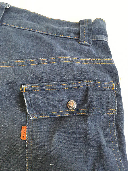 古着 70s Levi's 676-7618 濃紺 バットダイ デニム ブッシュ パンツ ジーンズ フレア W32 L32 古着_画像7