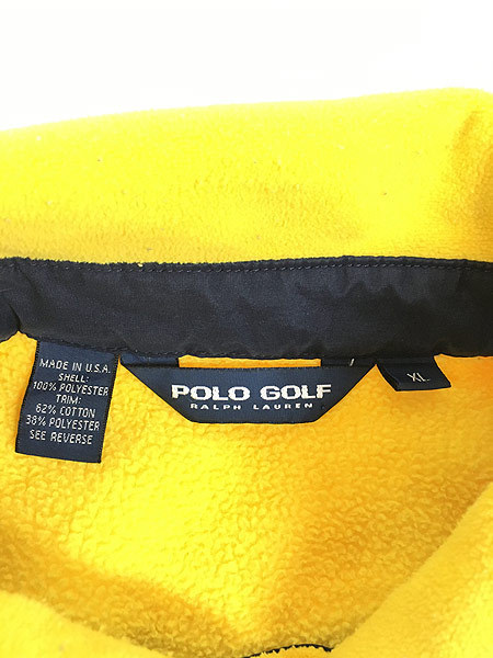 古着 90s USA製 POLO GOLF Ralph Lauren 高機能 POLARTEC フリース ジャケット 黄 XL 古着_画像8