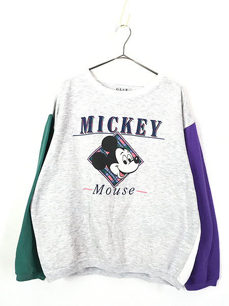 レディース 古着 90s Disney Mickey Mouse レトロ クレイジー パターン スウェット トレーナー L 人気特価激安