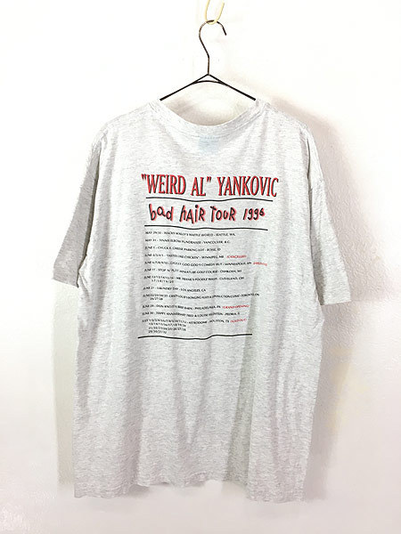 古着 90s USA製 Weird Al Yankovic 「bad hair tour 1996」 コミック ソング Tシャツ XL 古着_画像3