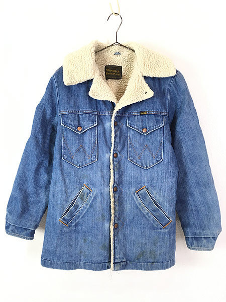 古着 70s USA製 Wrangler 「Wrange Coat」 ブルー デニム ボア ランチ