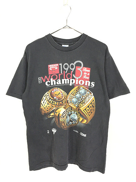 レディース 古着 90s USA製 NBA Chicago Bulls 「1993 world champions」 ブルズ 3ピート Tシャツ L 古着