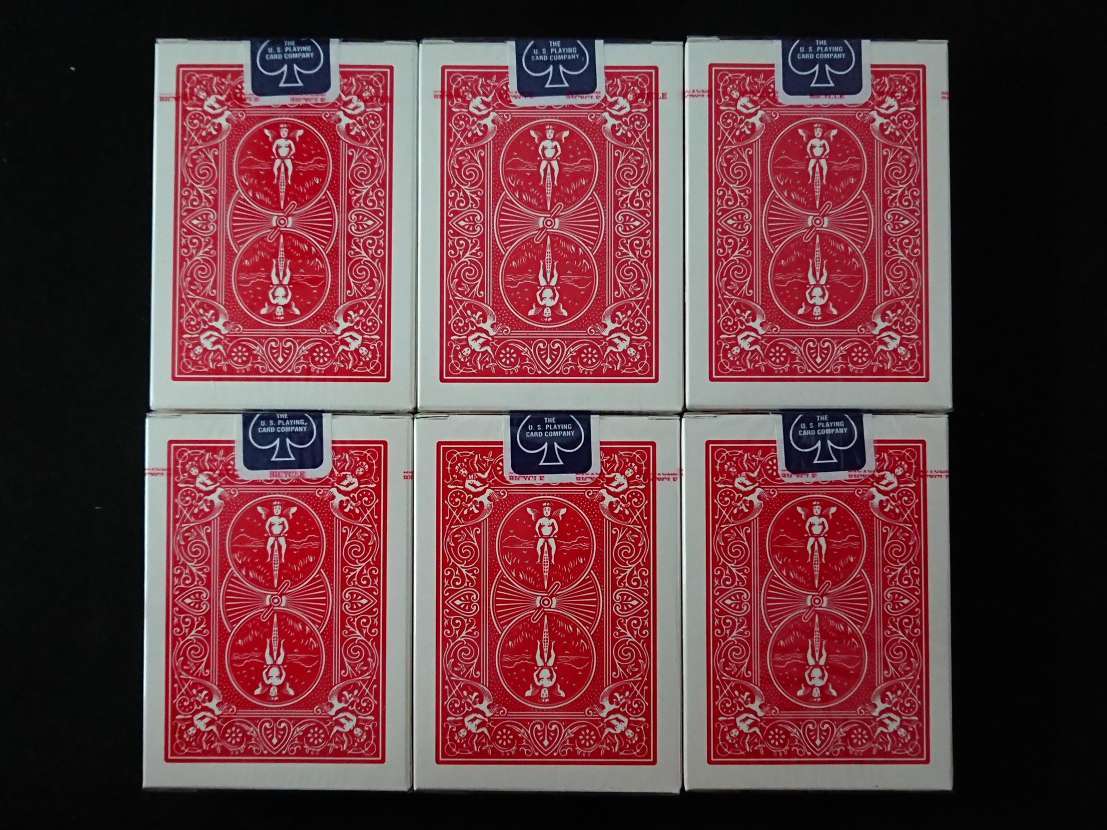 K10017》【手品】BICYCLE☆RIDER BACK☆PLAYING CARDS☆6点セット☆赤