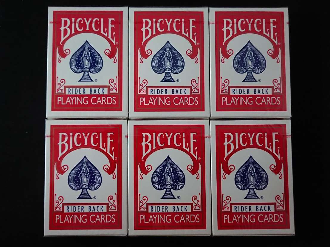 K10017》【手品】BICYCLE☆RIDER BACK☆PLAYING CARDS☆6点セット☆赤