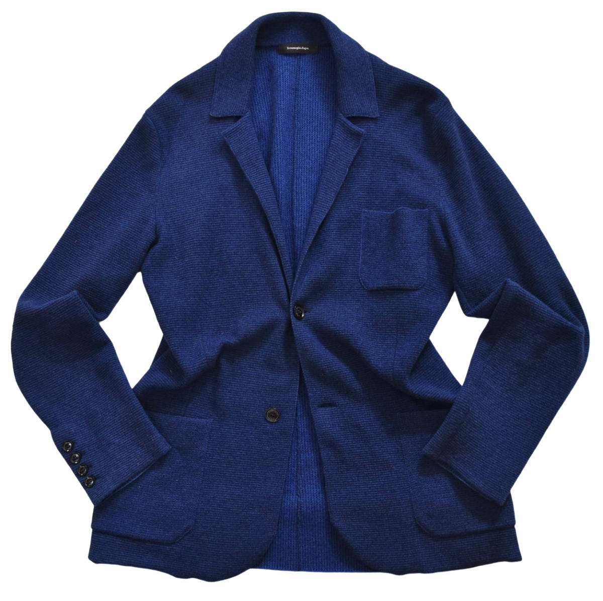 定価30万円「エルメネジルドゼニア」至極のカシミヤ&コットン!! トロトロのニットジャケット ネイビー 50 L 1