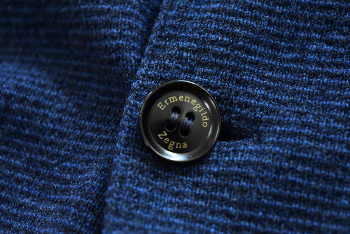 定価30万円「エルメネジルドゼニア」至極のカシミヤ&コットン!! トロトロのニットジャケット ネイビー 50 L 7