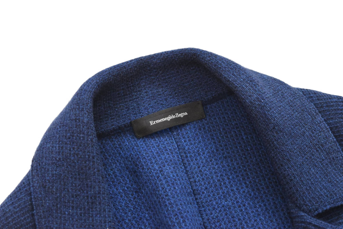 定価30万円「エルメネジルドゼニア」至極のカシミヤ&コットン!! トロトロのニットジャケット ネイビー 50 L 4