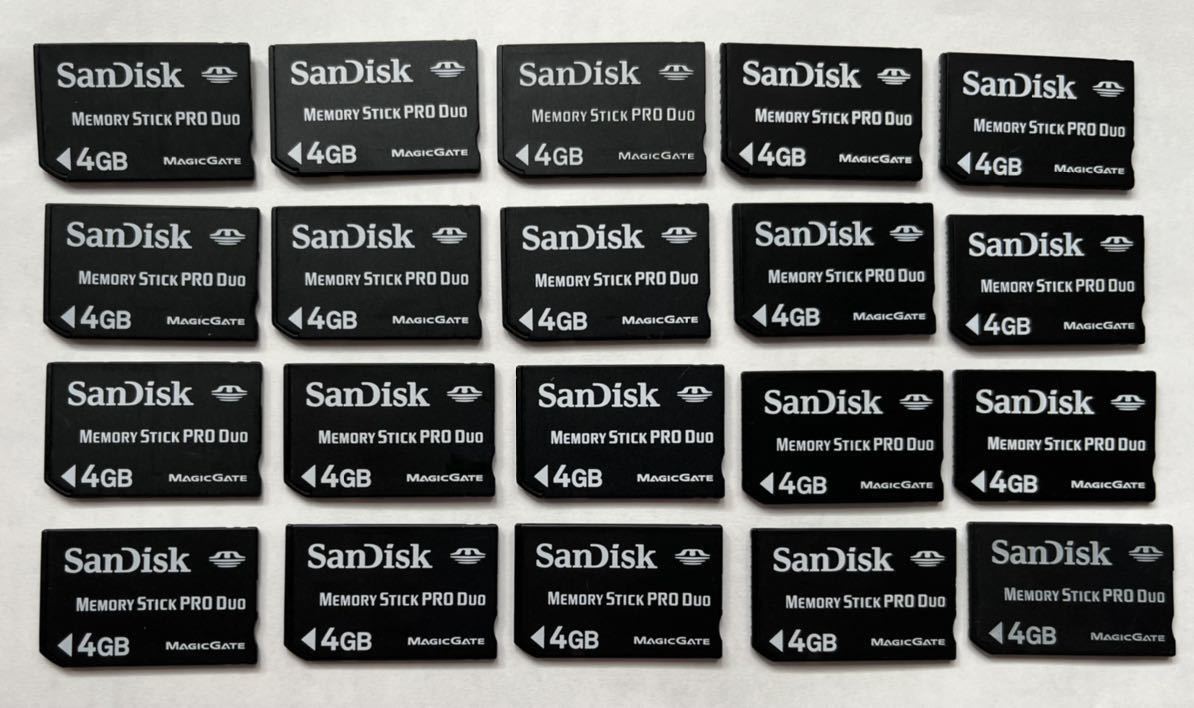 ★送料無料★ SanDisk/memory stick pro duo 4GB 20枚まとめ売り メモリースティック/PSP/メモリーカード フォーマット済み動作品