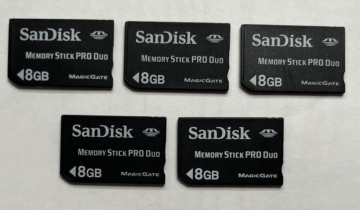 ★送料無料★ SanDisk/ memory stick pro duo 8GB 5枚まとめ売り メモリースティック/PSP/メモリーカード フォーマット済み動作品_画像1