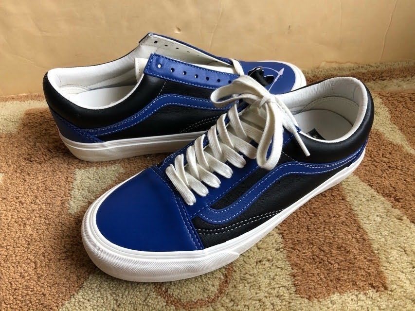 VANS VAULT バンズ ボルト オールドスクール レザー vlt LX 青×黒 26.5cm_画像1