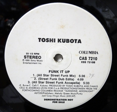 Toshi Kubota - Funk It Up/プロモ 白ラベル_画像3
