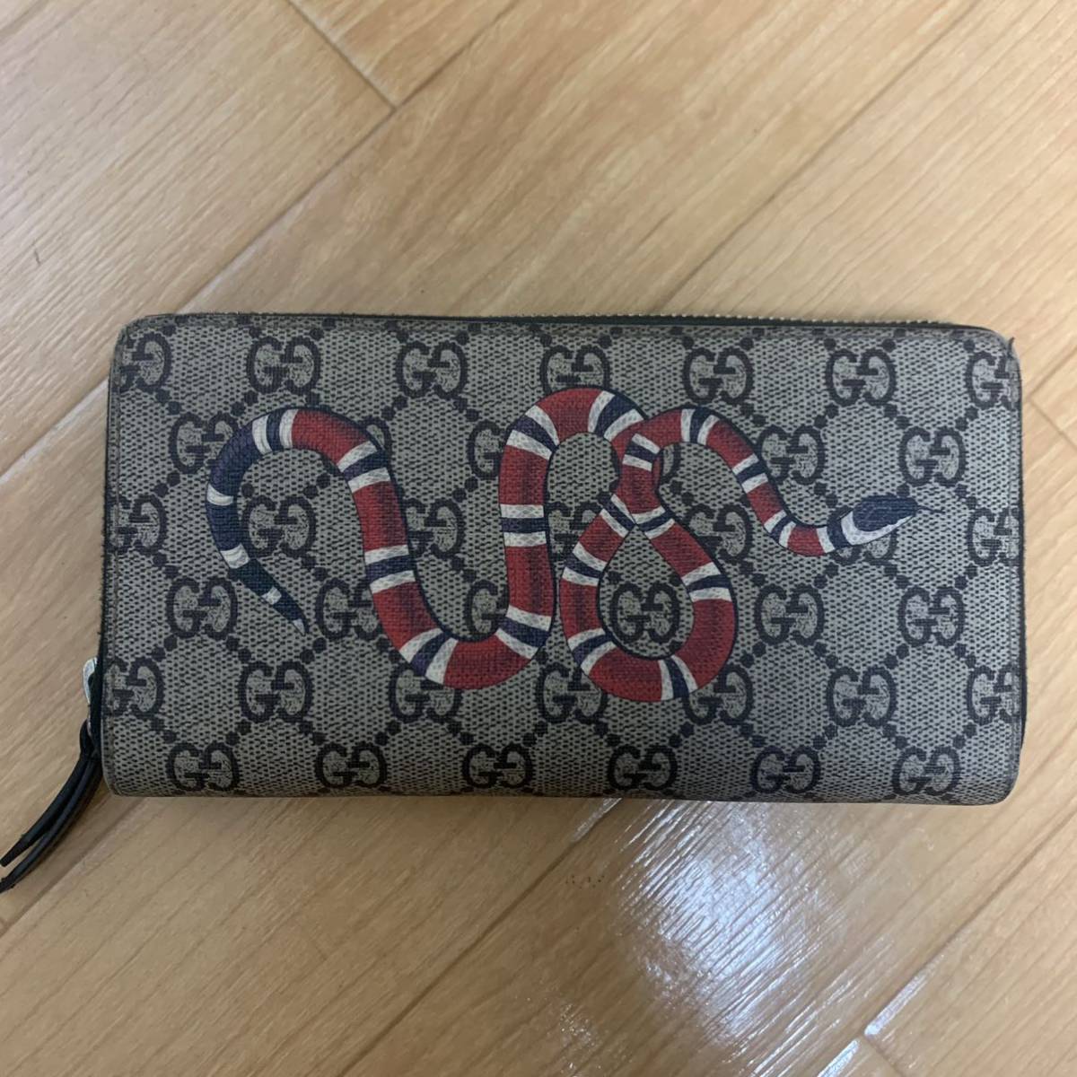 新品未使用 GUCCI グッチ 長財布 GG スネーク ラウンドジップ PVC ヘビ