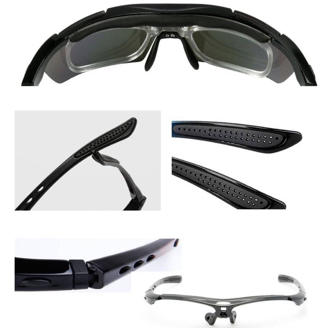 スポーツサングラス,交換レンズ5枚 ,偏光レンズ ,紫外線カット,ロードバイクサングラス,ランニングサングラス