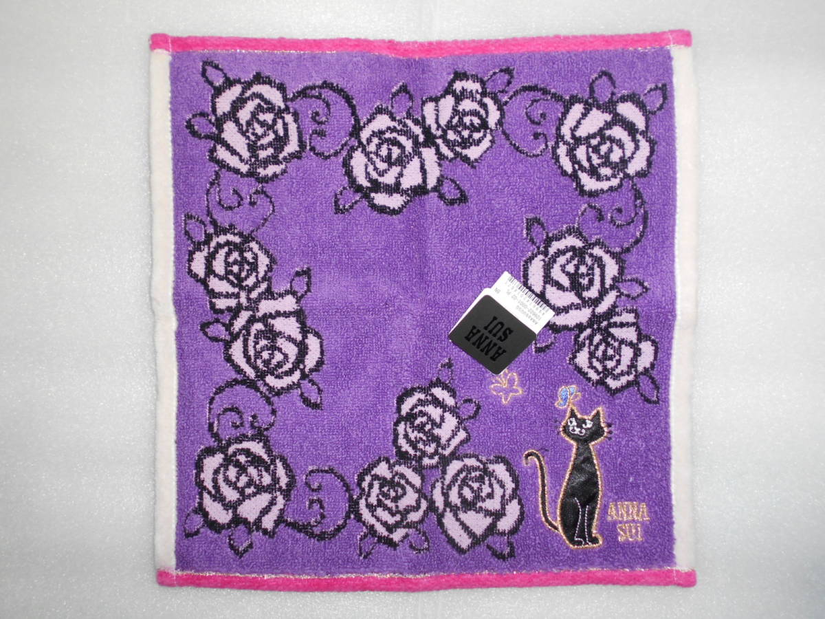 ANNA SUI　アナスイ　タオルハンカチ　1枚　約25×25㎝位　猫　ネコ_画像1