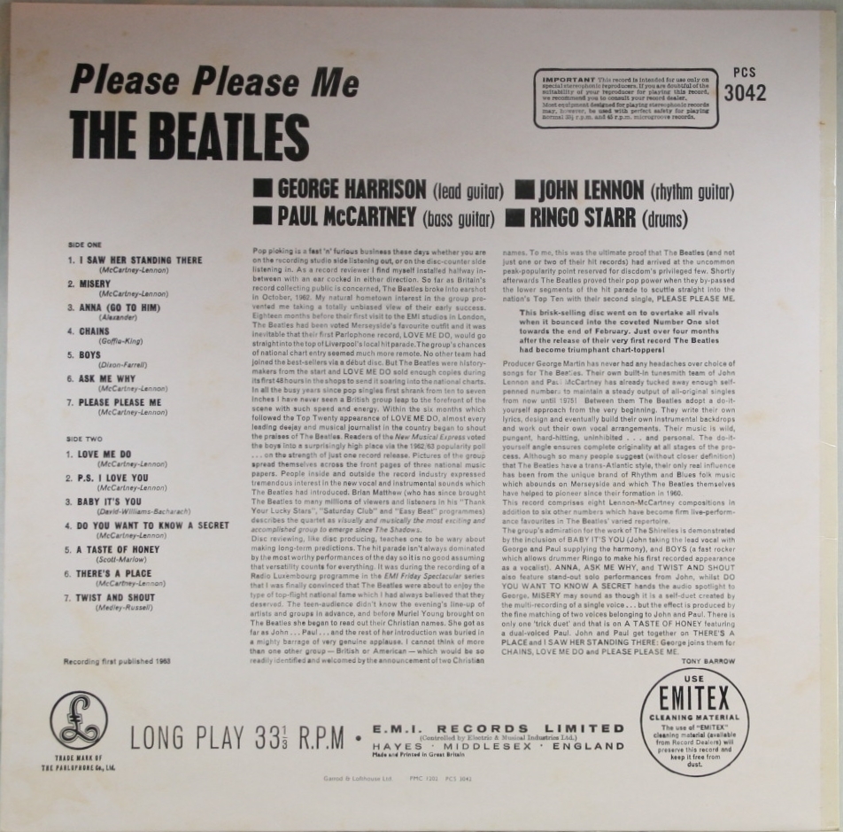 中古LP「PLEASE PLEASE ME / プリーズ・プリーズ・ミー」　The　Beatles / ビートルズ_画像2