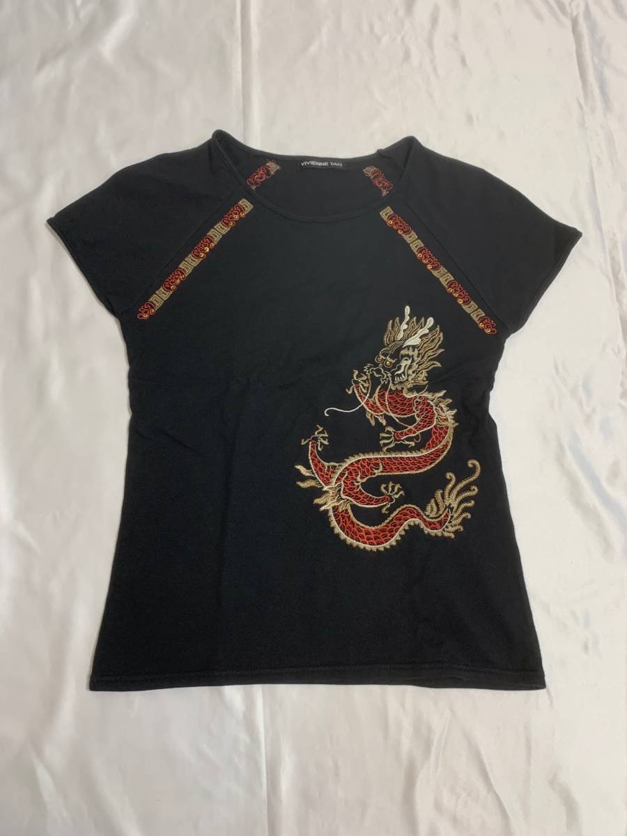 Vivienne tam vivienne tam カットソー　トップス　刺繍　ビーズ　ドラゴン　dragon 龍　アーカイブ　archive_画像1