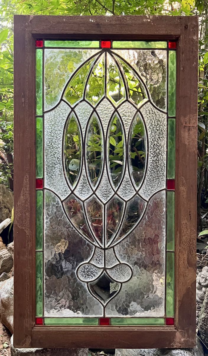 * Taisho античный витражное стекло cut стекло дерево рамка-оправа рамка окна есть #655*
