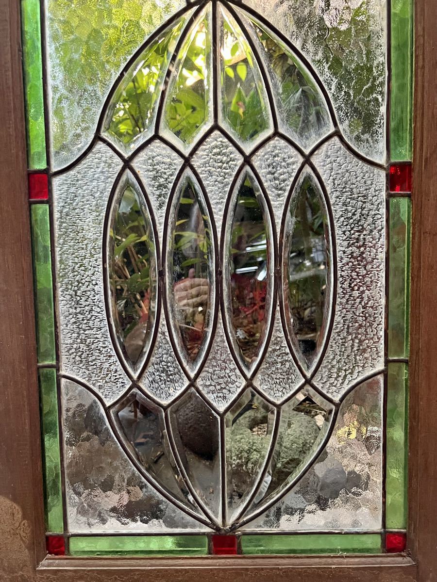 * Taisho античный витражное стекло cut стекло дерево рамка-оправа рамка окна есть #655*