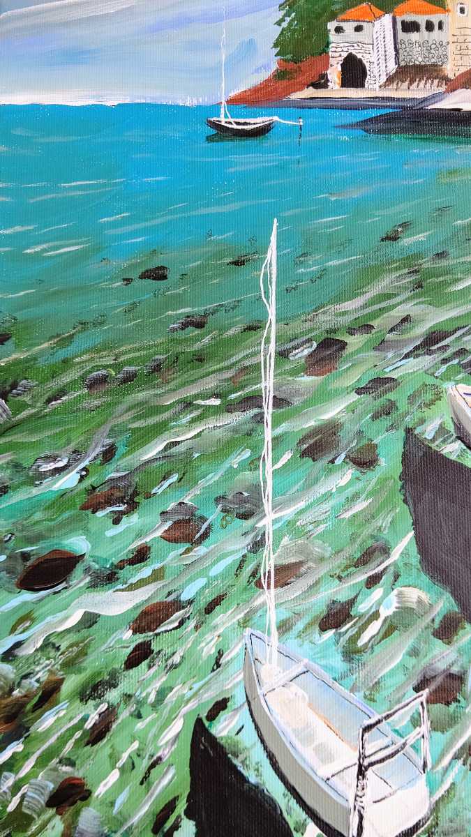 新藤淑子【海がきこえる】1点物。真作。原画。絵画。直筆サイン 新藤淑子【海がきこえる】1点物。真作。原画。絵画。直筆サイン
