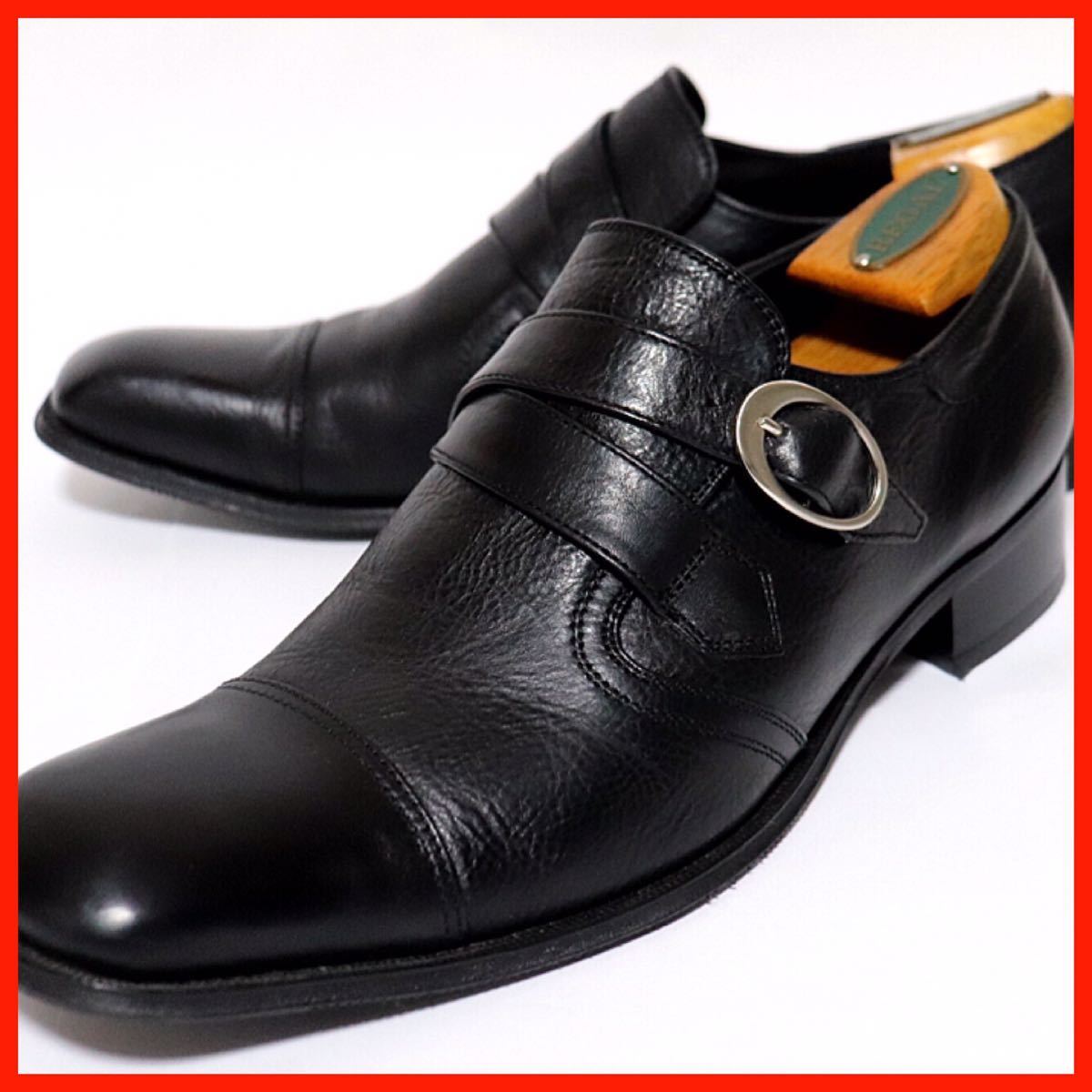 即決落札 KATHARINE HAMNETT 24.5㎝ ビジネス ストレート ブラック