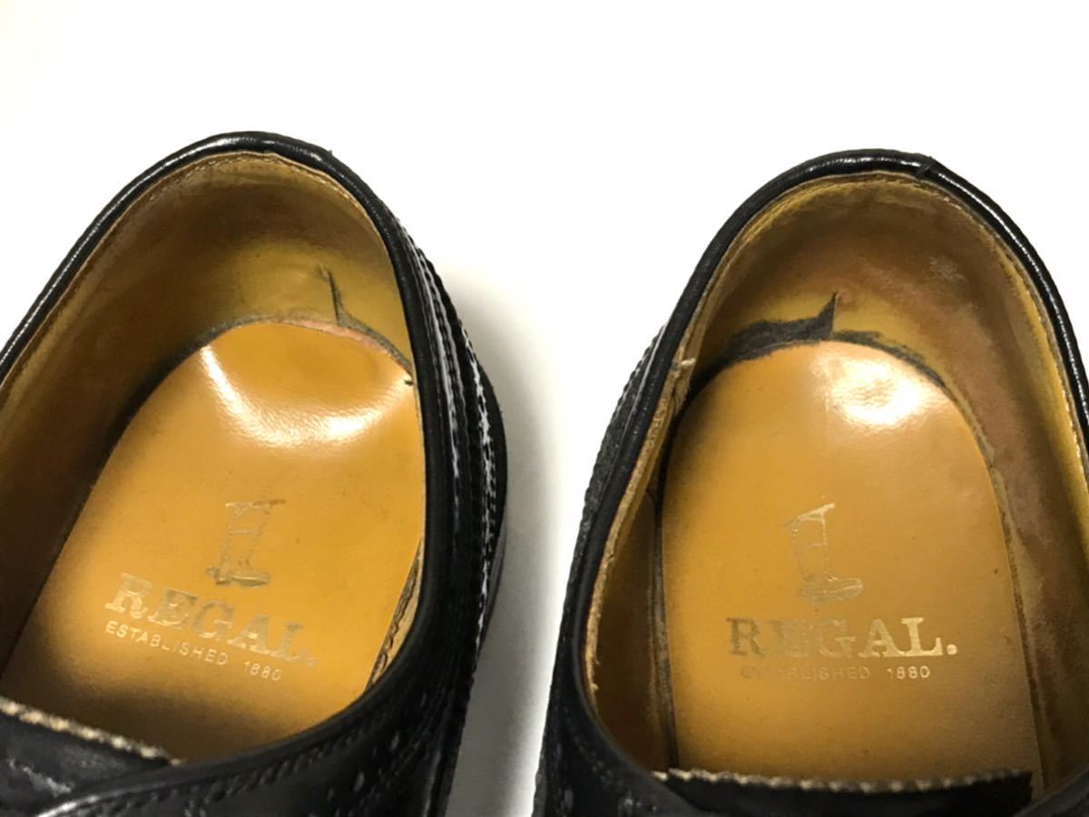 即決落札　REGAL 24.5㎝EE ビジネス ウィングチップ 外羽根　ブラック　メンズ　高級靴　本革　ドレス　紳士靴　フォーマル　リーガル