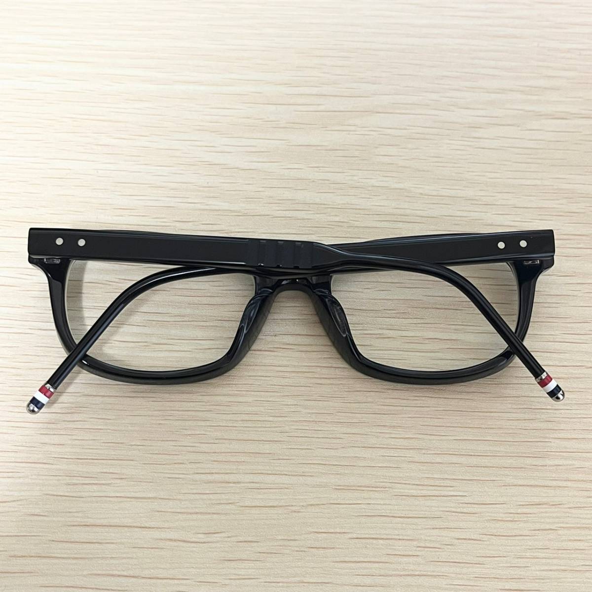 1円スタート 正規品 新品 THOM BROWNE トムブラウン ウェリントン メガネ TB-410 TBX410-52-01AF 日本製 伊達眼鏡 黒 ニューヨーク 本物_画像3