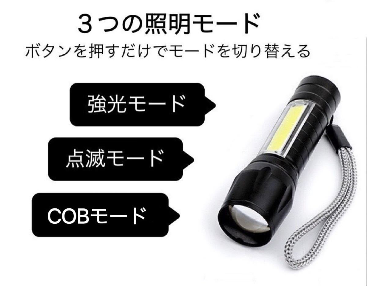 LED 懐中電灯 ハンディライト LEDライト 紐付き アウトドア USB充電