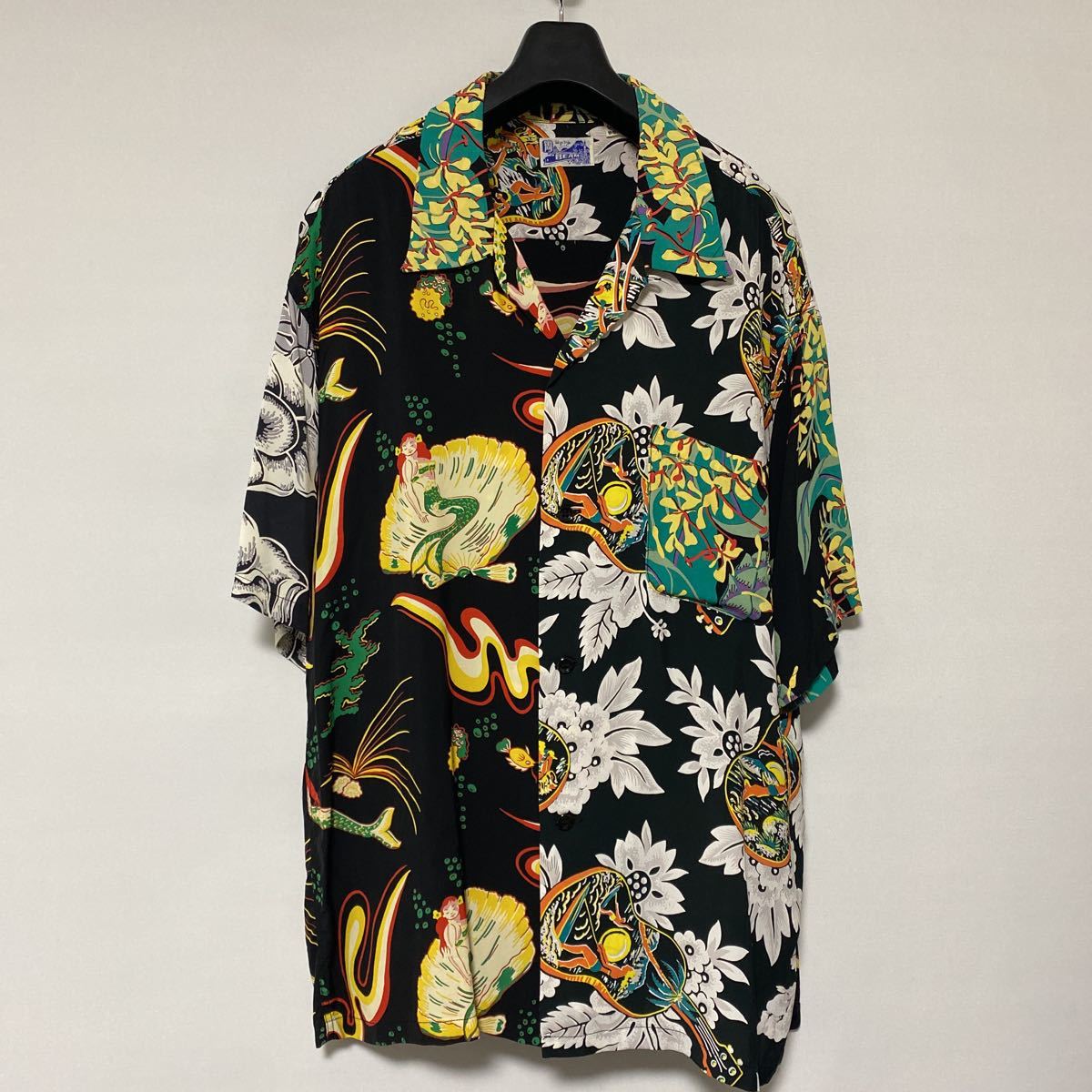 美品 beams 別注 雷門 クレイジー レーヨン アロハ シャツ XXL ビッグ