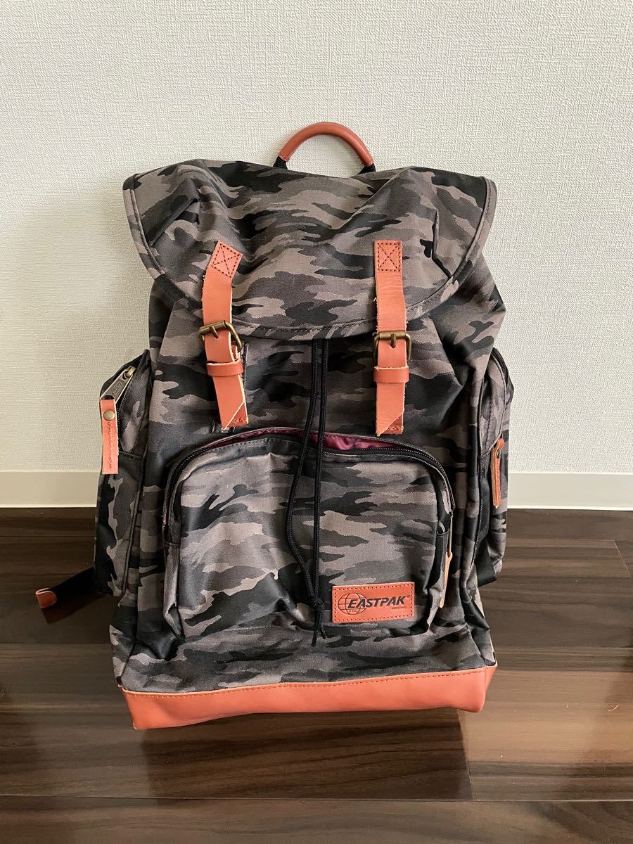 【新品未使用】レア品 EASTPAK イーストパック バックパック MC KALE 本革＋グレー系迷彩 大容量