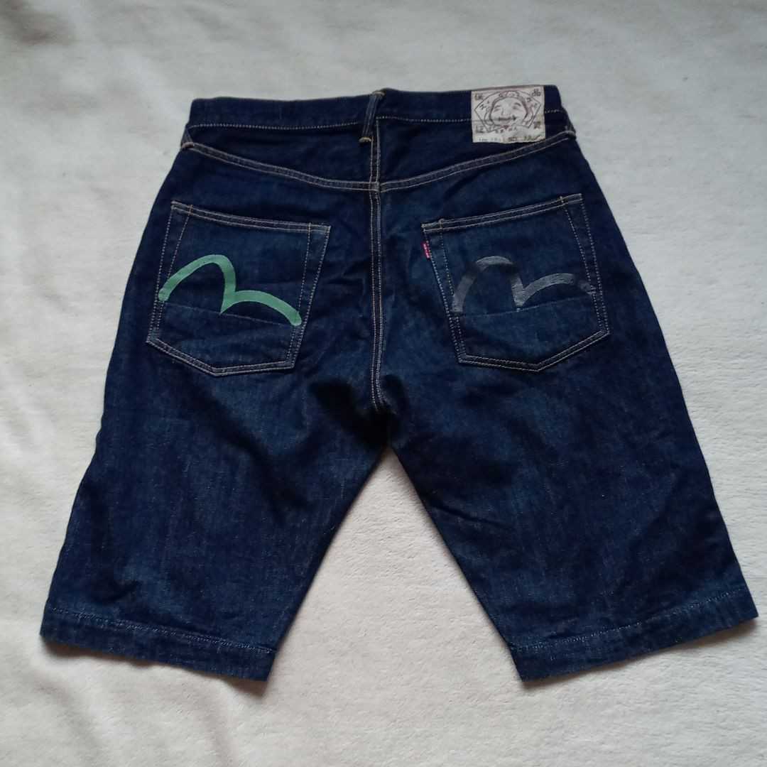 大きい割引 7001 エヴィス EVISU ショートパンツ 濃紺 美品 ハーフ