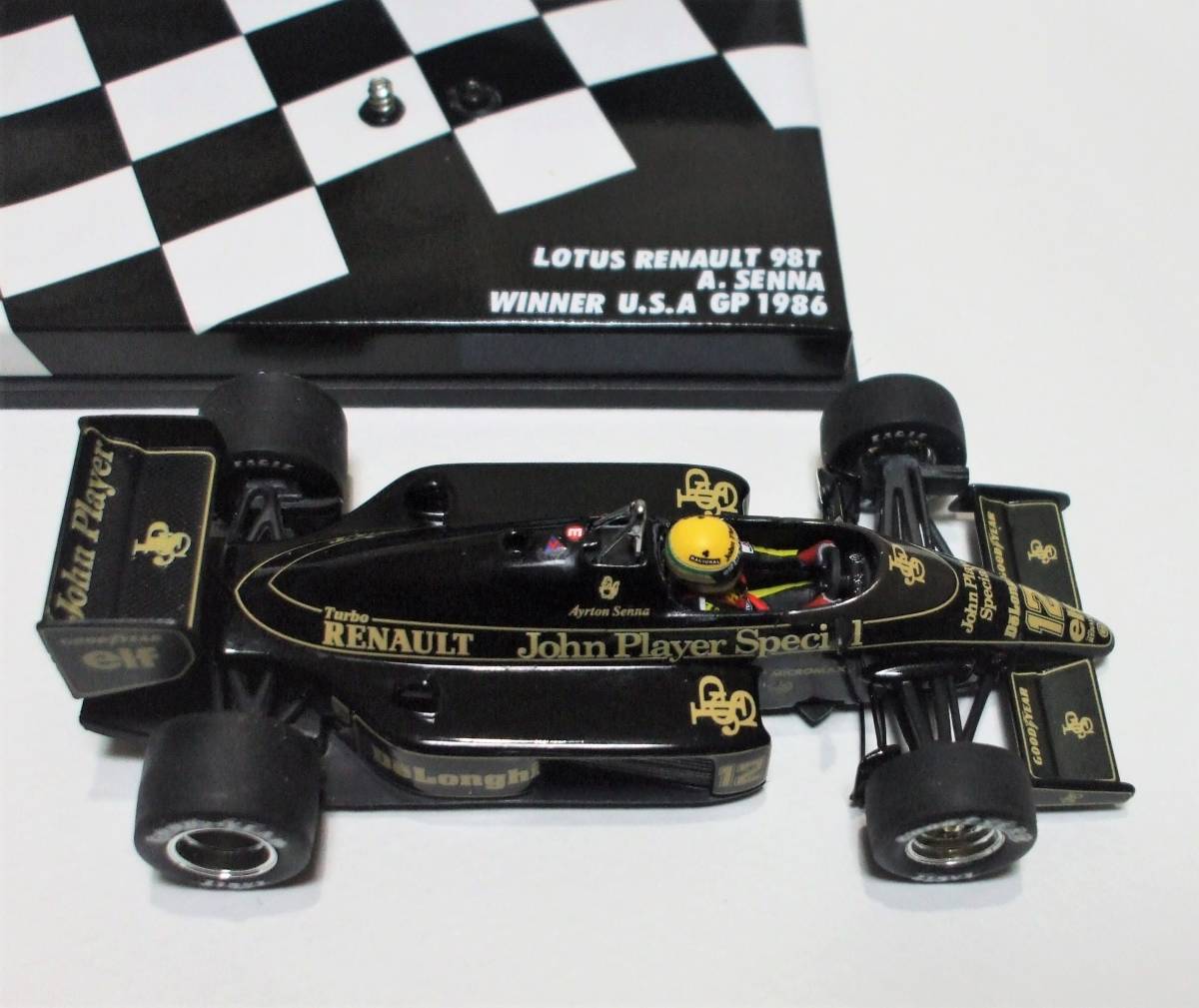 JPS★ロータス ルノー 98T セナ USA GP フィギュア改 タイヤ.ホイール交換★PMA 1/43 2