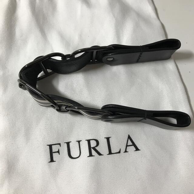 FURLA full label to stripe accessory gray white strap gray × black × white brand cord body only 