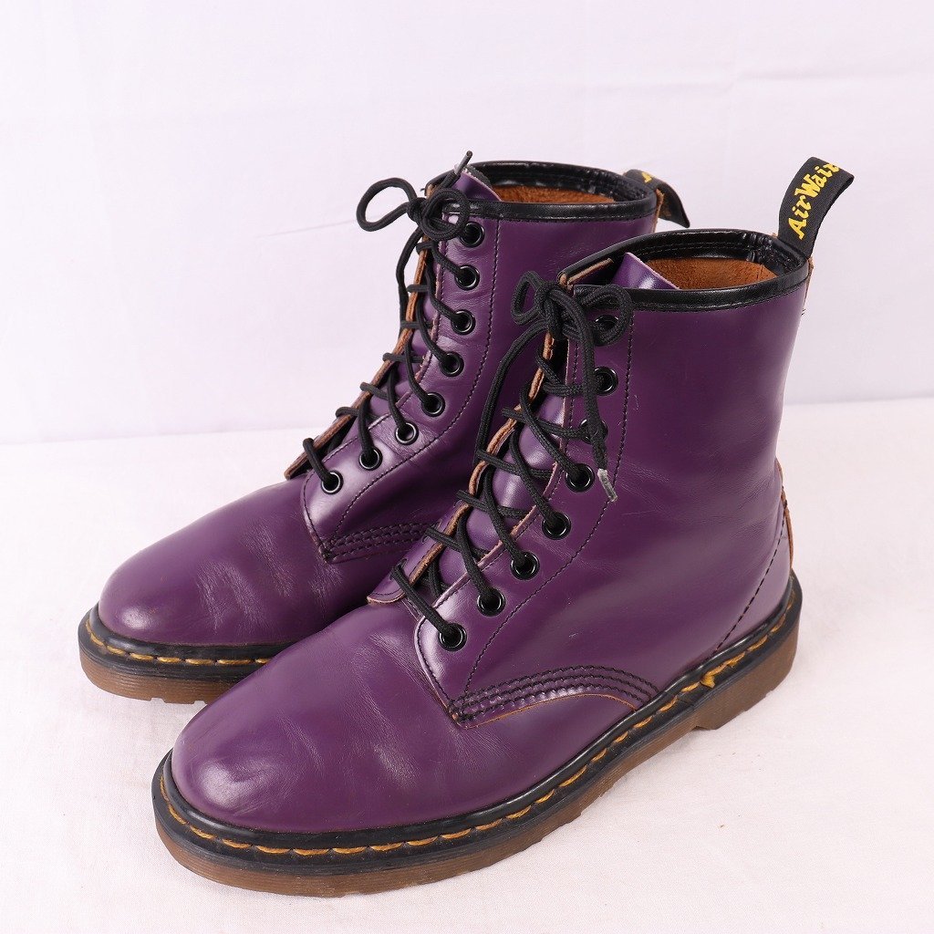 英国製 ドクターマーチン UK5/23.5cm-24.0cm/8ホール 紫 ムラサキ ブーツ レディース レザー dr.martens 中古 古着 dh3952