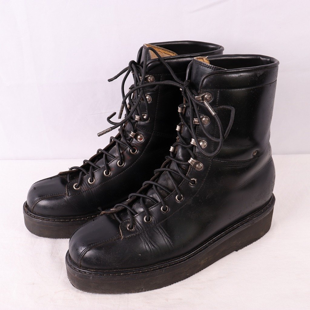 パラブーツ/27.0cm-27.5cm 位/10 Paraboot レザー 黒 フランス製 ヴィンテージ ブーツ メンズ 本革 中古 古着 eb812