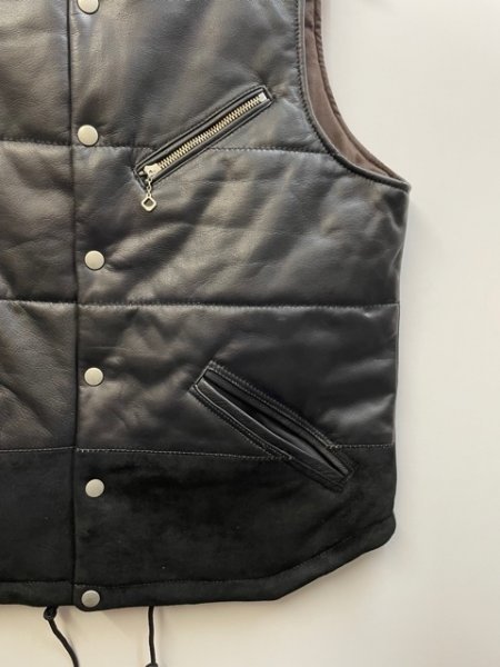 送料0 特価 Vin&Age ヴィンアンドエイジ Naughty Leather Vest /ナーティーレザーベスト VLJ6 BLACK-40 L 70's 60' バイカー WeelsApparel_画像6