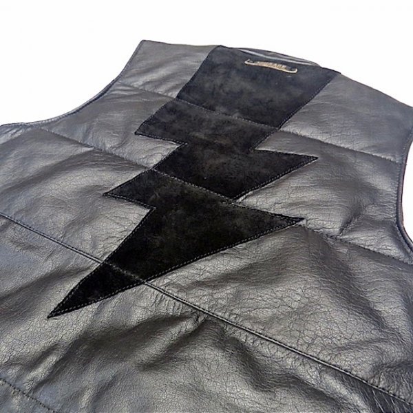 送料0 特価 Vin&Age ヴィンアンドエイジ Naughty Leather Vest /ナーティーレザーベスト VLJ6 BLACK-40 L 70's 60' バイカー WeelsApparel_画像3