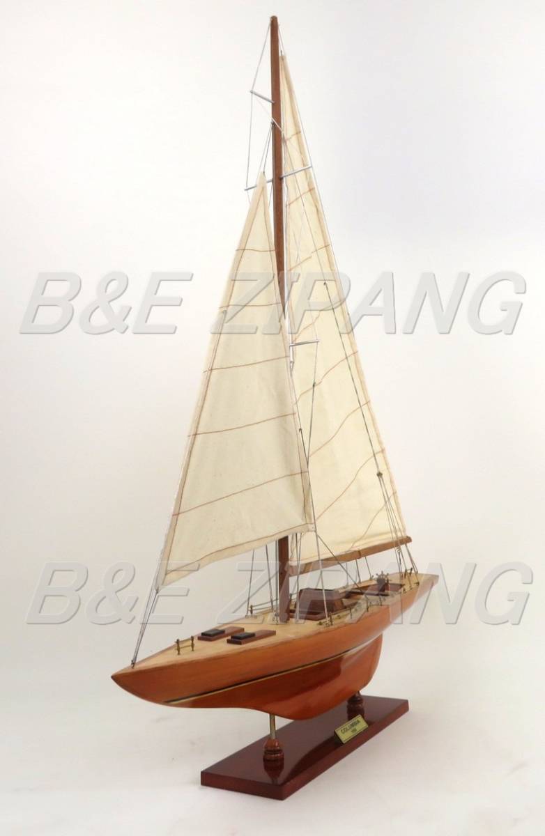 完成品 帆船模型 木製 ヨット コロンビア号 モデルシップ 全長63cm インテリア Y011_画像2