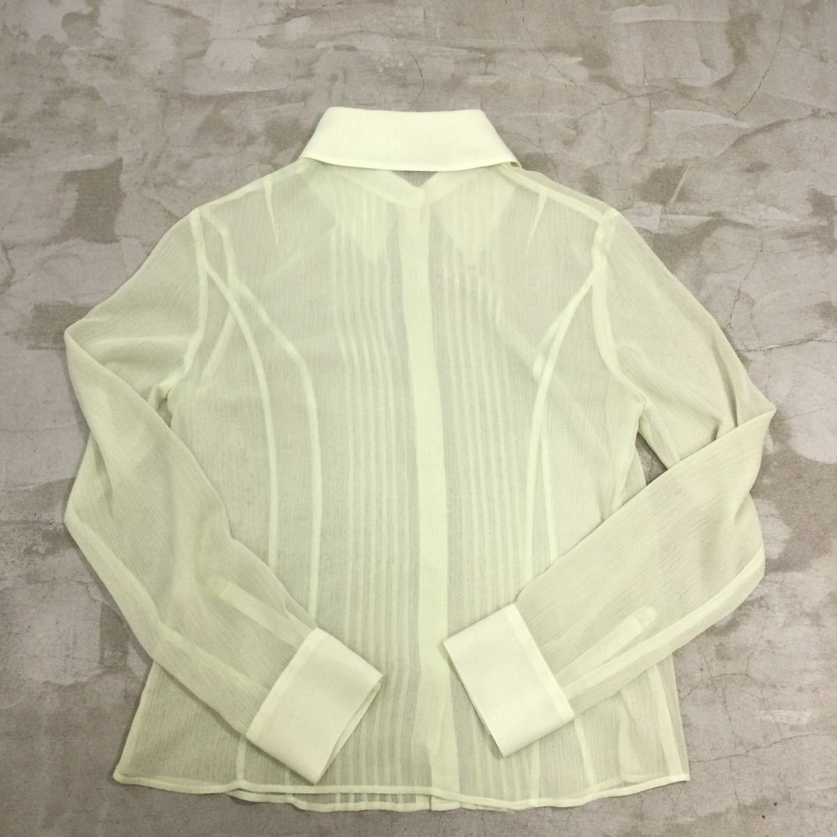 【送料360円】MICHEL KLEIN ミッシェルクラン シースルーブラウス シアー レディース 女性用 サイズ38 リボン 長袖シャツ トップス K-2214_画像3