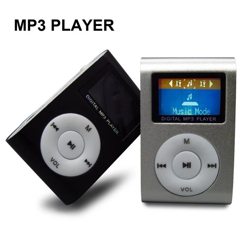 MP3 player aluminium LCD screen attaching clip microSD type MP3 player green x1 pcs * free shipping outside fixed form 