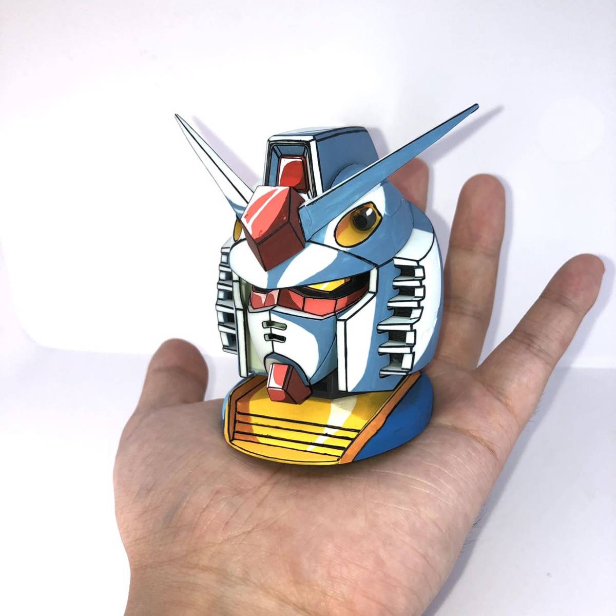 完成品 ガンダムヘッド アニメ塗り イラスト風塗装 二次元塗装 完成品 ガンダムヘッド アニメ塗り イラスト風塗装 二次元塗装