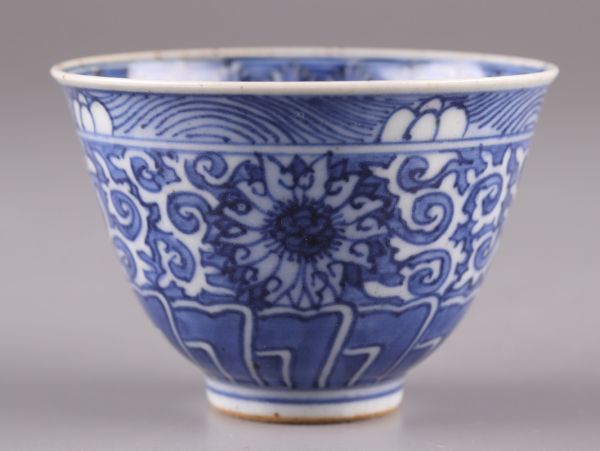 中国古玩 唐物 煎茶道具 大明成化年製 款 染付 青華 煎茶碗 五客