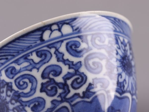 中国古玩 唐物 煎茶道具 大明成化年製 款 染付 青華 煎茶碗 五客 時代物 極上品 初だし品 4069