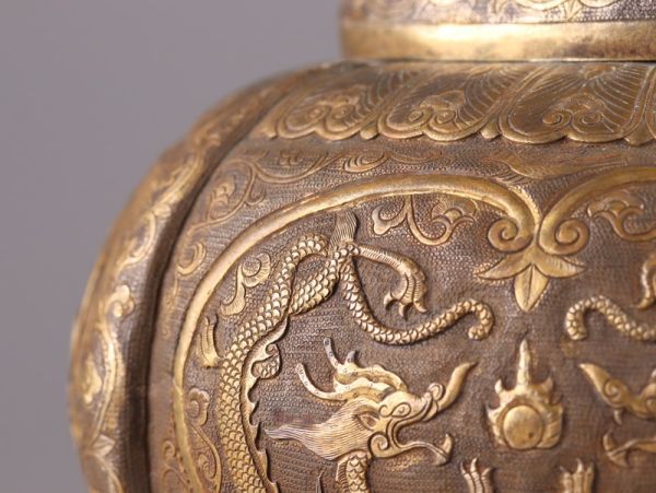 中国古玩 唐物 戦国時代 銅製 鍍金 香炉 古作 時代物 極上品 初だし品 4187_画像6