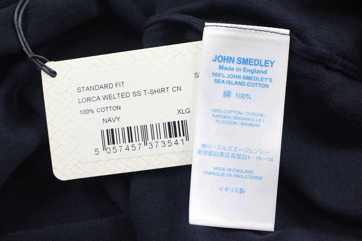 新品 John Smedley　ジョンスメドレー 最高級シーアイランドコットン　Tシャツ XLサイズ 　NAVY_画像6