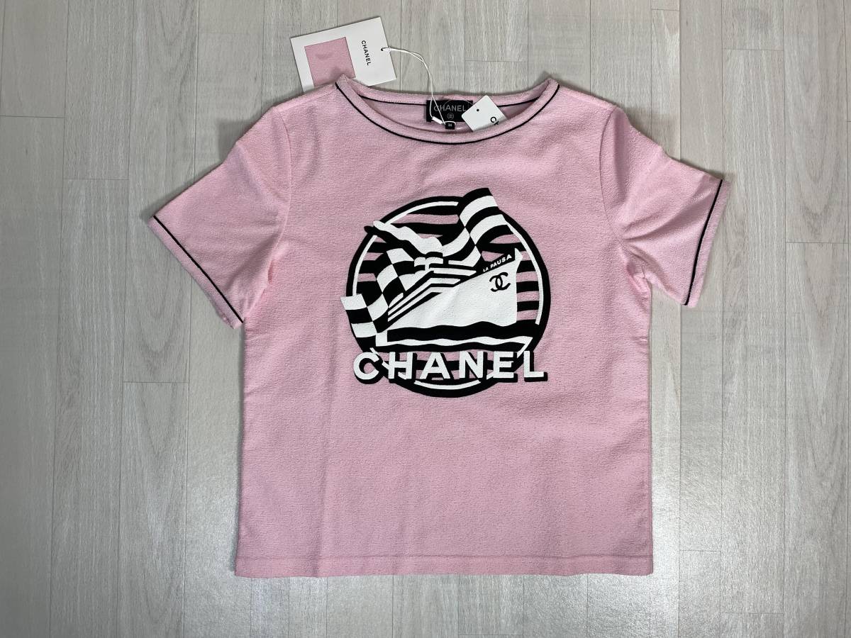 ☆１９Cシャネル CHANEL ピンク コットンツイード 半袖 T-シャツ