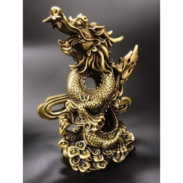 送料無料☆昇龍 銅製 置物 開運厄除 祈願成就 ドラゴン 置物 風水