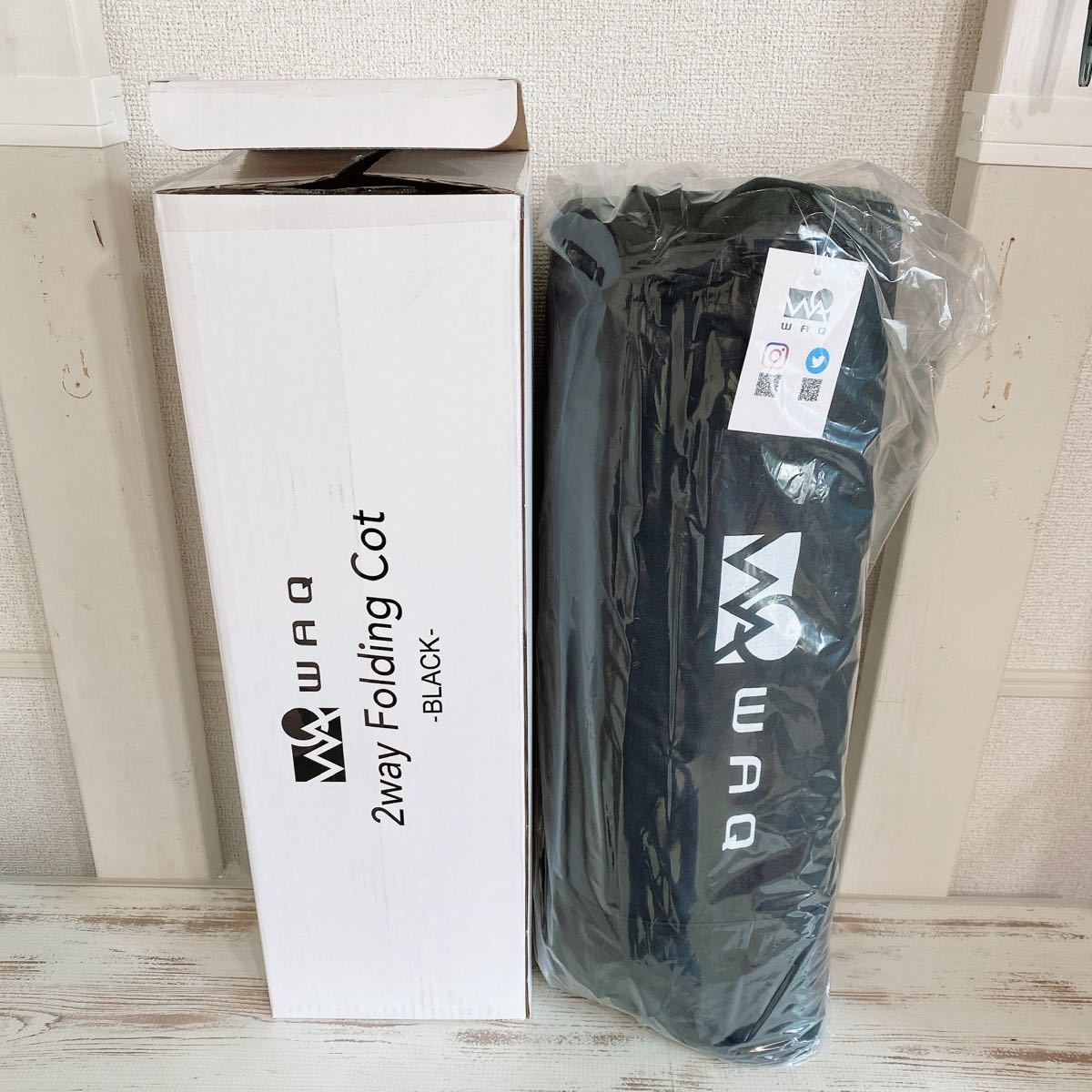 新品未使用タグ付き WAQ 2WAY フォールディング コット waq-cot1
